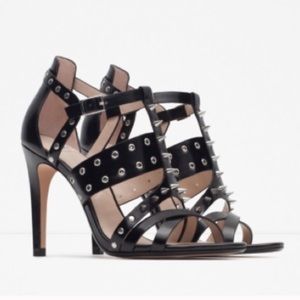ZARA HIGH HEEL SANDAL WITH SILVER STUDS BRAND NEW